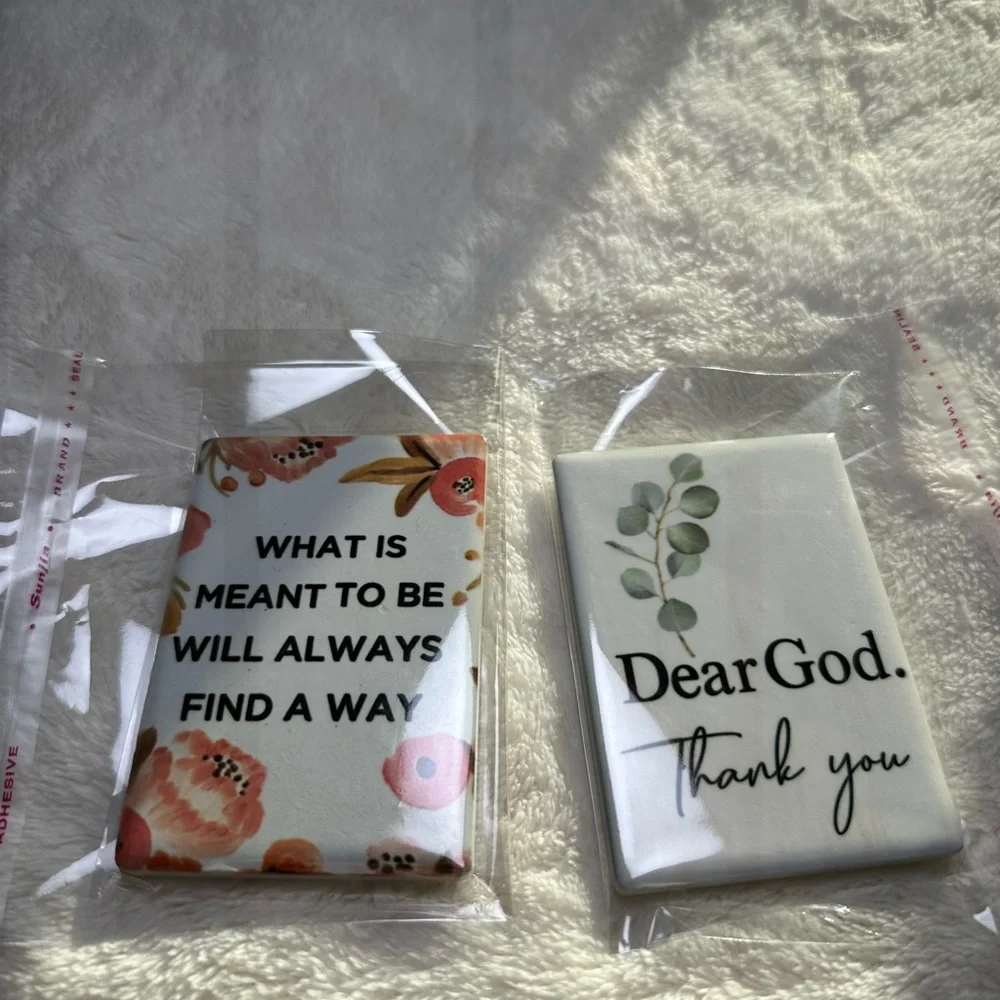 Set of 2 Inspirational Magnets Dear God, Thank You & What is Meant to Be… NWT